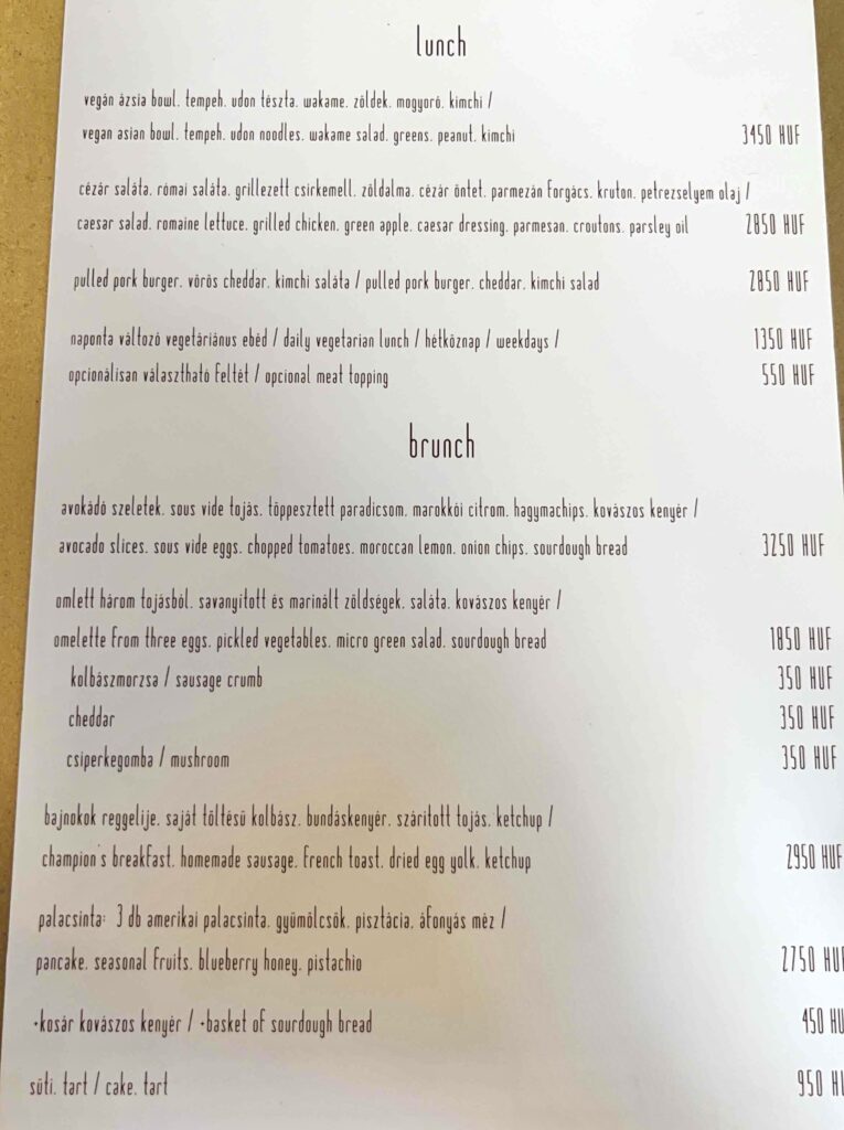 Budapest|Gentry Coffee & Brunch 布達佩斯早午餐,街邊最迷人的風景 - 飄浮。日常 Gentry Coffee & Brunch 菜單