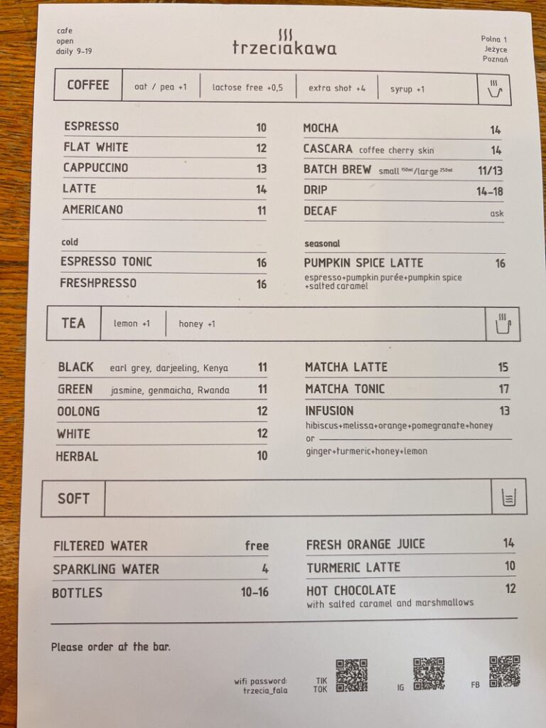 波茲南早午餐|Trzecia Kawa 連續二訪超美味Brunch - 飄浮。日常 Trzecia Kawa 菜單